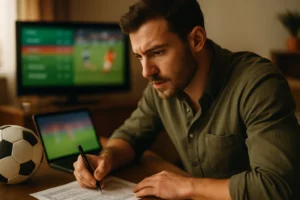 Soi kèo bóng đá - bảng tỷ lệ kèo nhà cái với các chỉ số handicap và tài xỉu được hiển thị trên màn hình