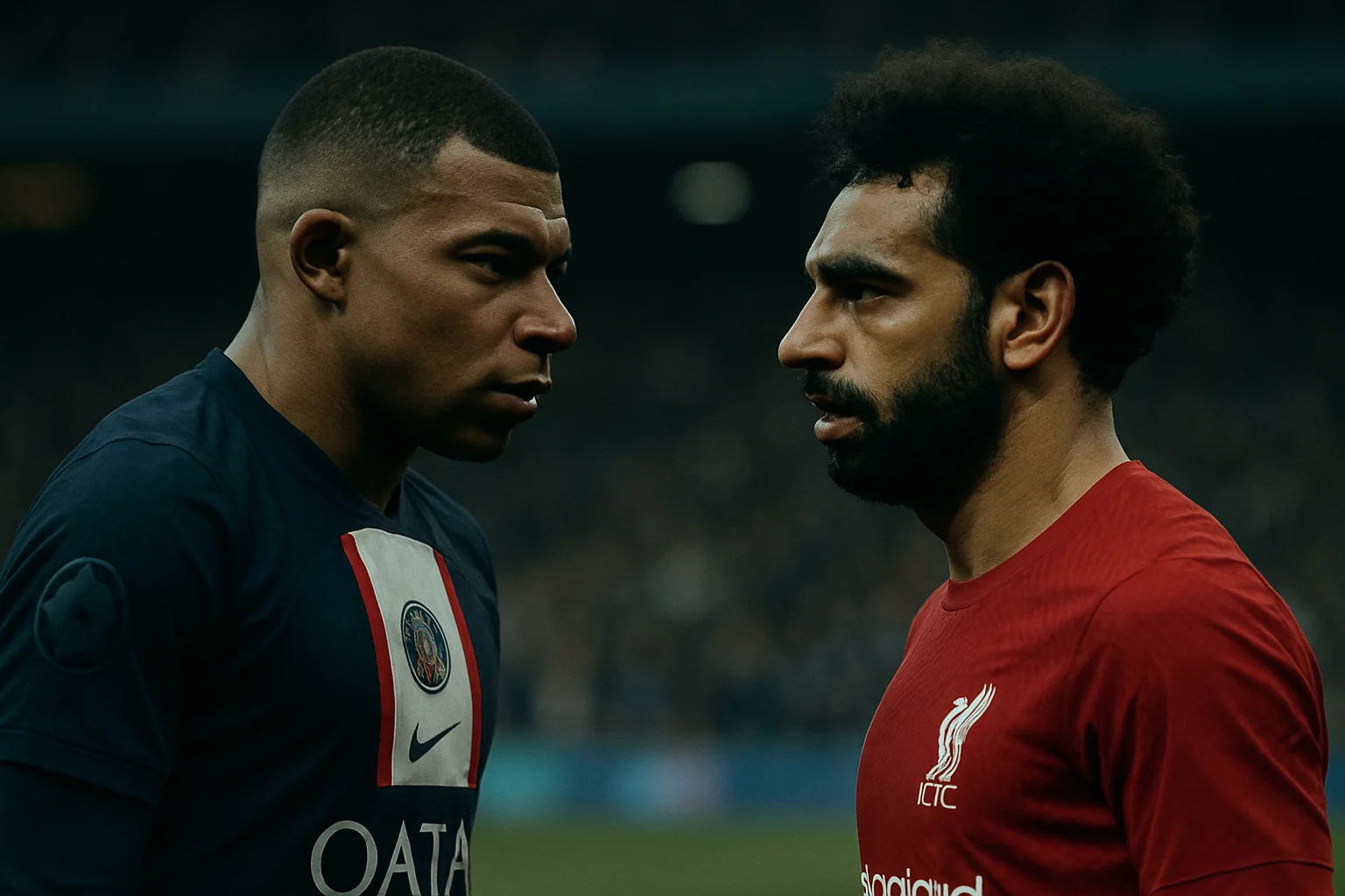 Kylian Mbappé và Mohamed Salah trong cuộc đối đầu PSG vs Liverpool