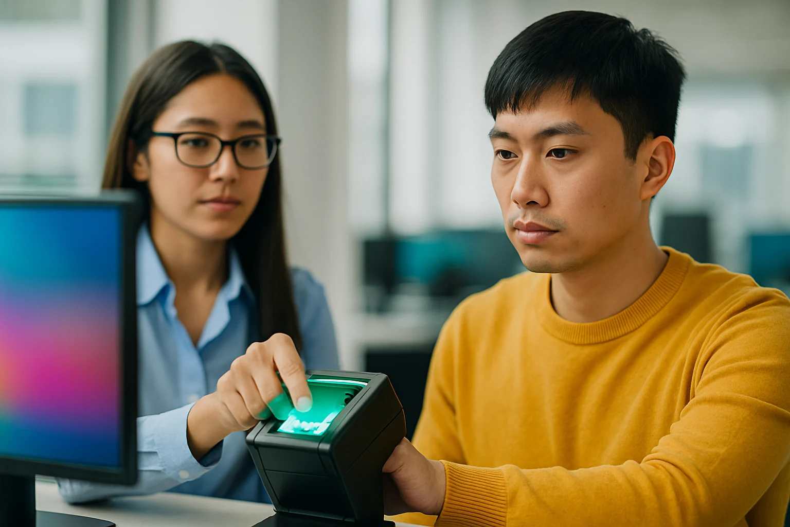 Người dùng đang sử dụng công nghệ nhận dạng khuôn mặt trên smartphone để xác thực giao dịch ngân hàng