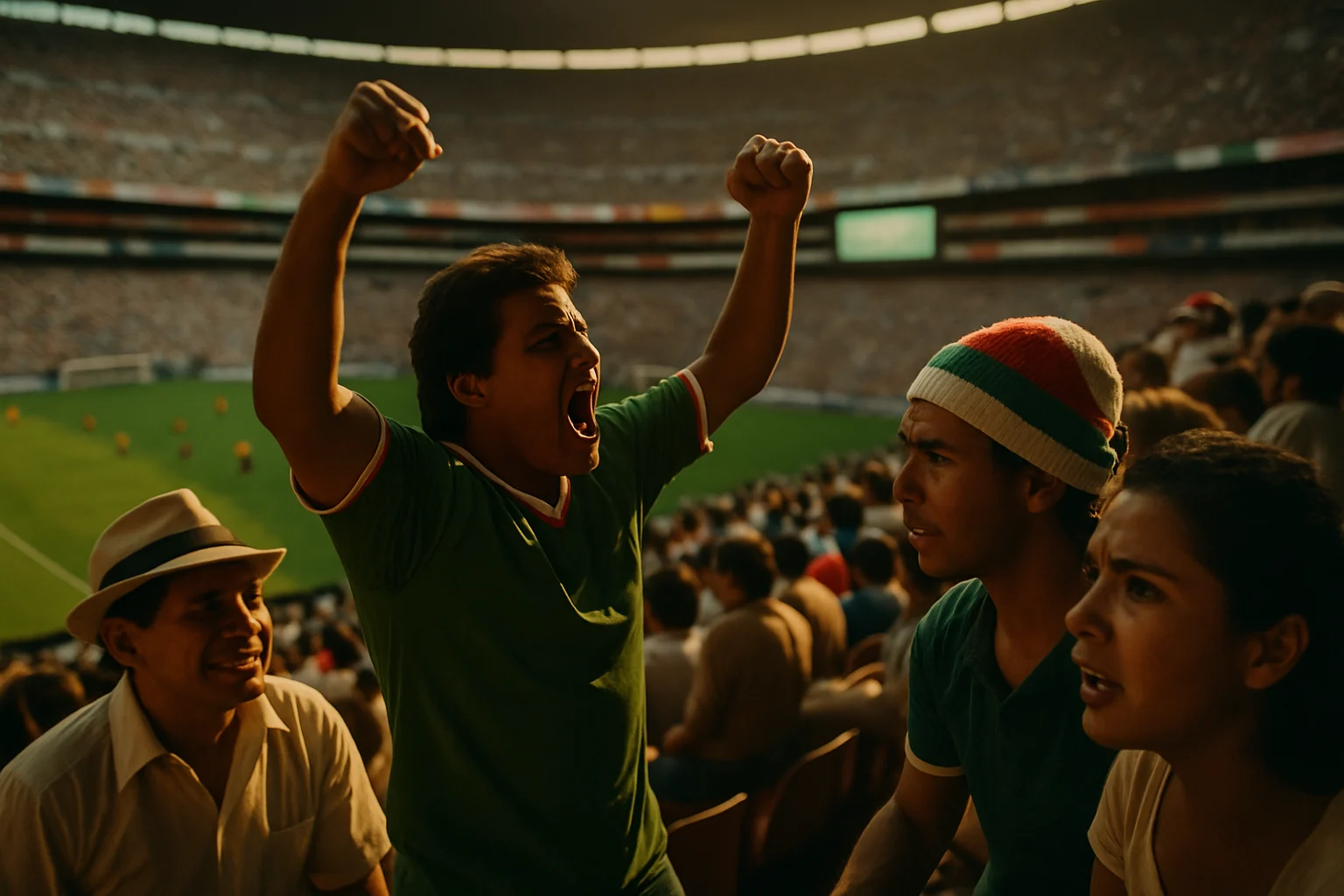 阿茲特克體育場1986年世界盃馬拉度納進球位置標記與現代翻修後看台對比