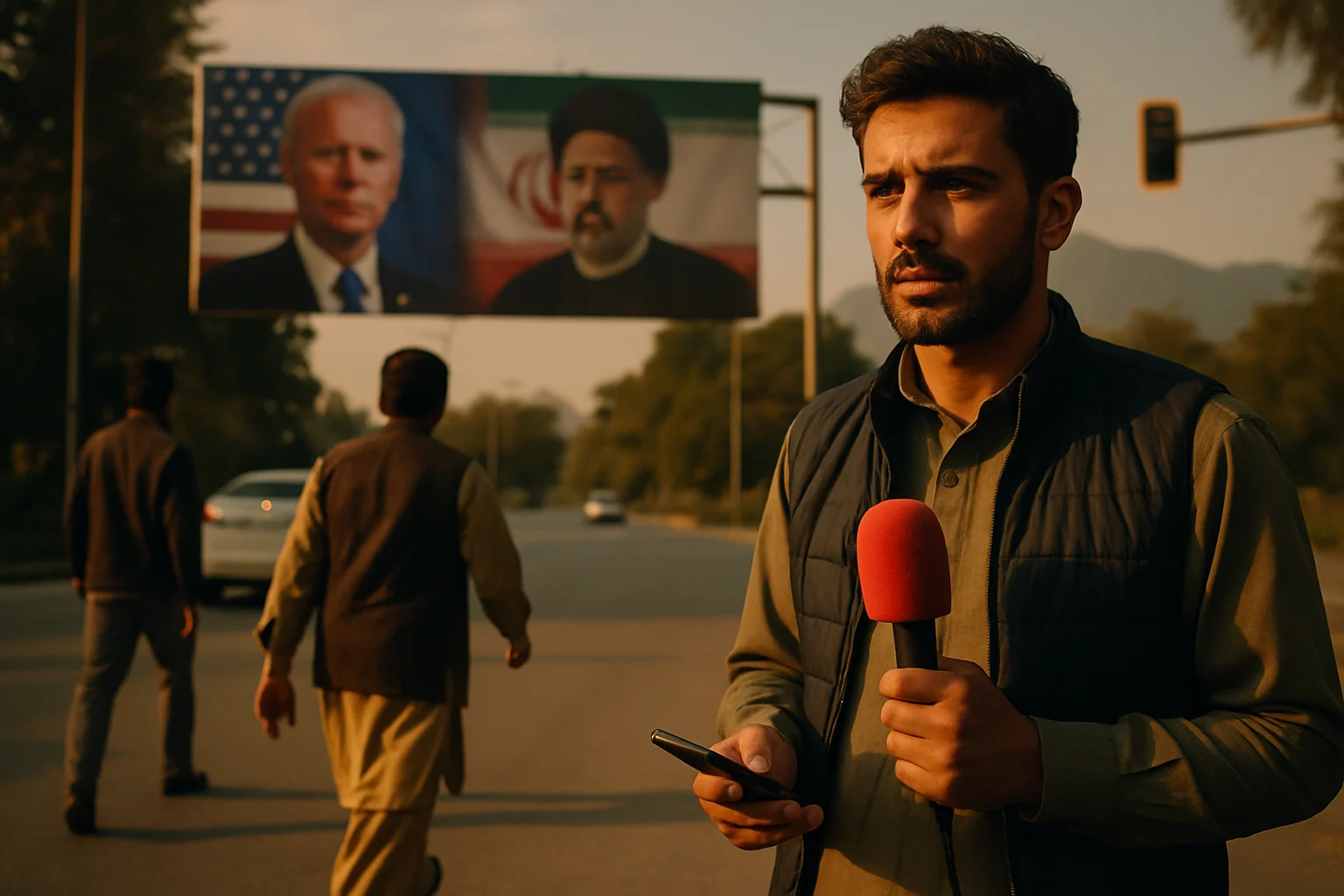 इस्लामाबाद में US Iran वार्ता के लिए लगाए गए बैनर और मीडिया सेंटर