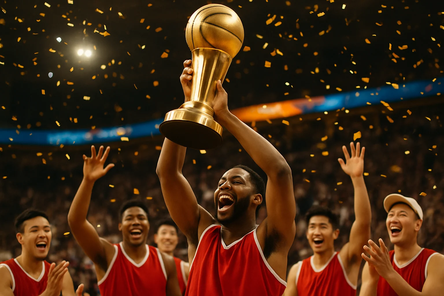 郭艾伦举起CBA总冠军奖杯庆祝胜利的历史瞬间