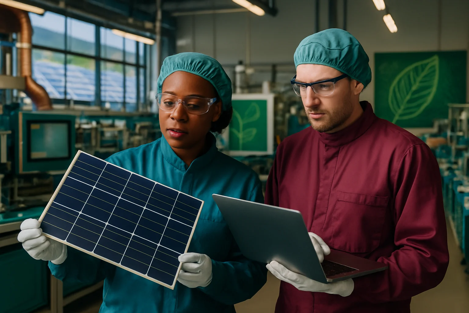 旺宏電子綠色製程設備與太陽能板，展示公司的環保永續發展策略