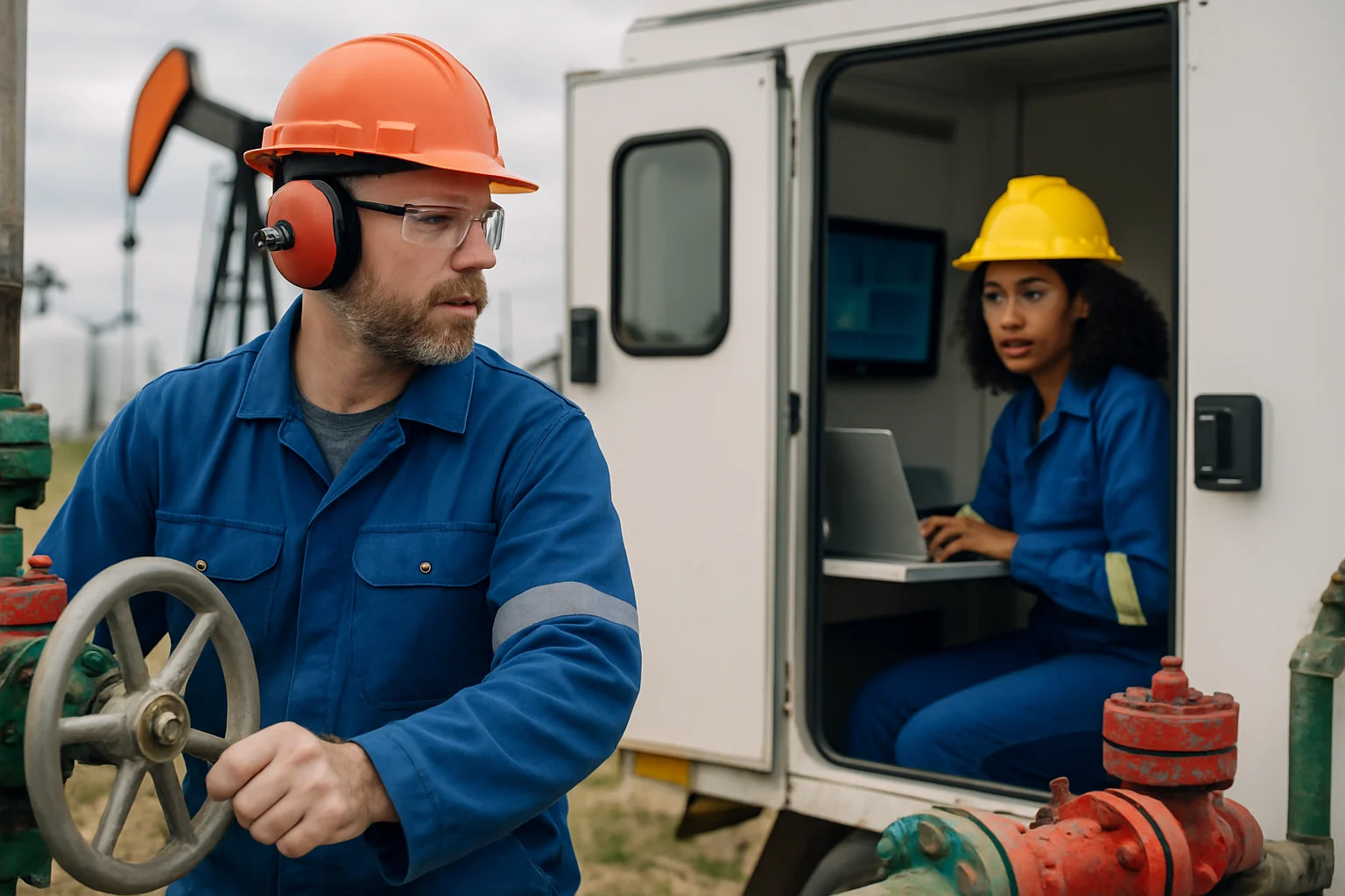 中国塔里木盆地油气田勘探现场,钻井平台矗立在沙漠中