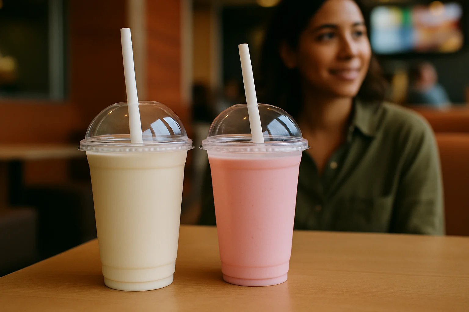 麥當勞奶昔香草草莓口味對比圖