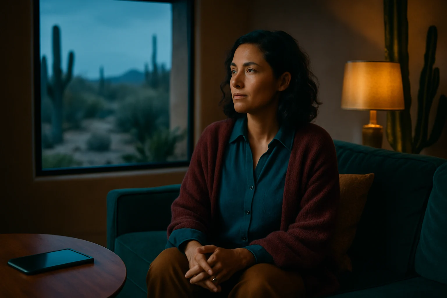 電影中沙漠場景與家庭室內場景的強烈視覺對比