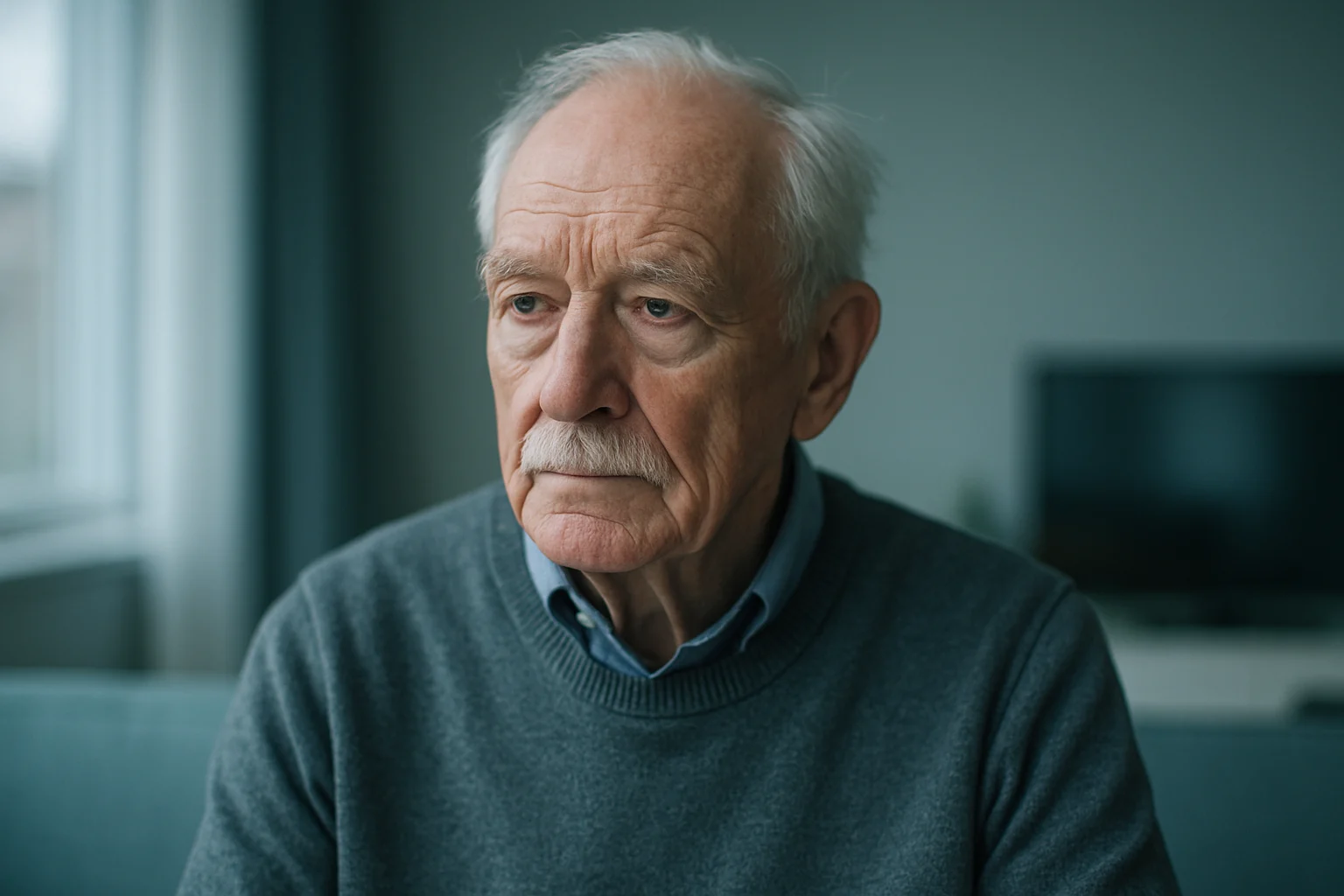 老人在家中录音留遗嘱的场景,手机放在桌上,背景是家庭客厅