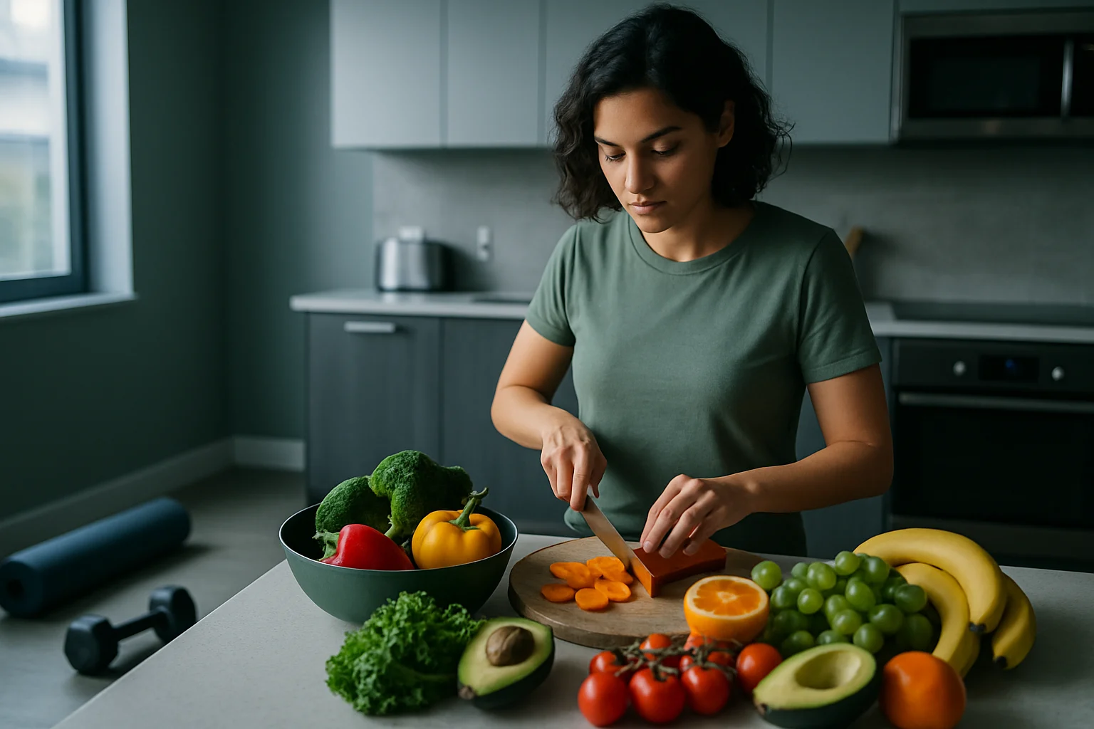 健康飲食搭配運動改善膽固醇的生活方式示意圖