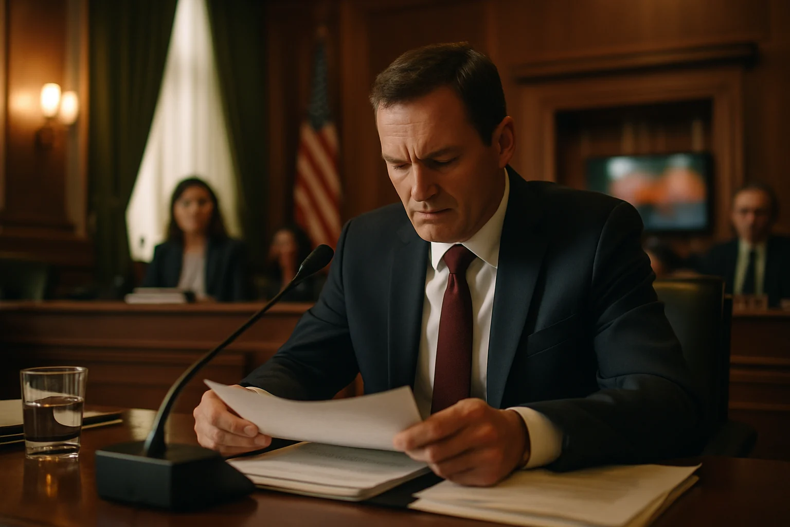 王世堅在立法院財政委員會會議室認真審查法案的工作照