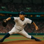 古林睿煬在札幌巨蛋投球的專注神情