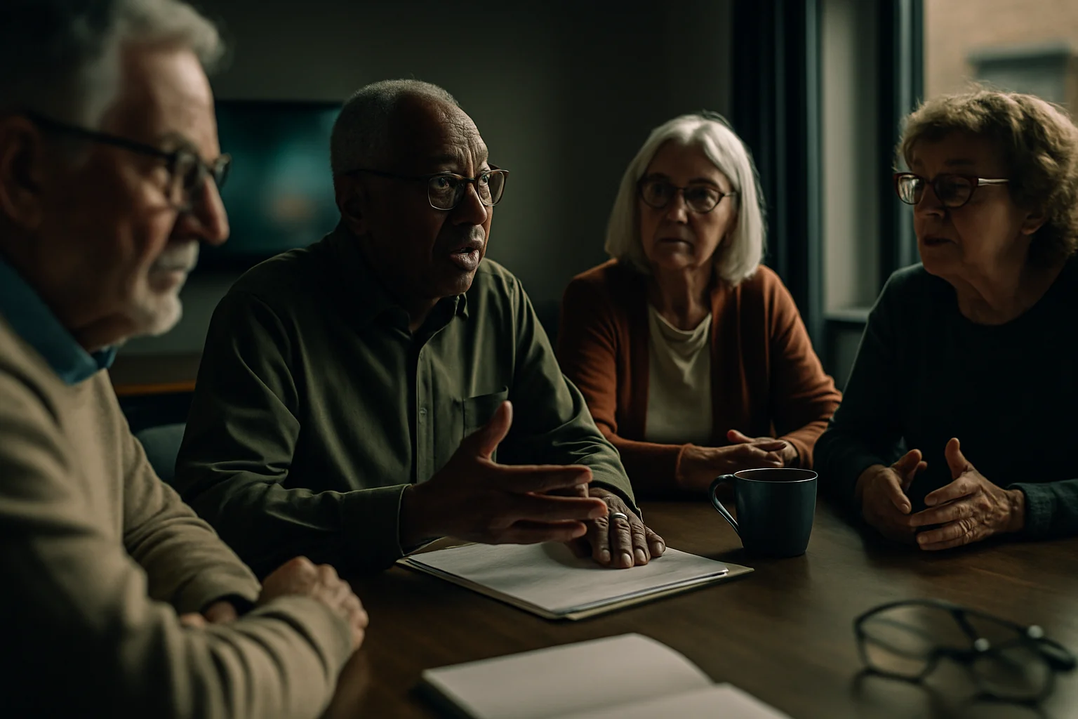 Senior citizen pensioners group meeting discussing 8th Pay Commission pension benefits and OROP demands