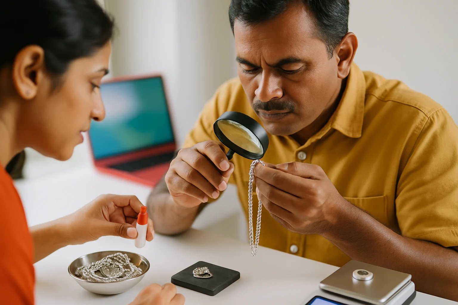 चांदी की शुद्धता जांचने के विभिन्न तरीकों का demonstration