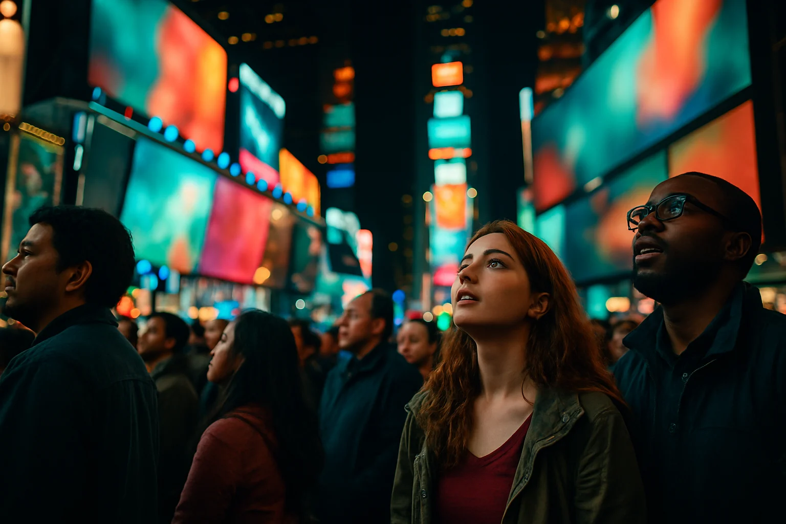 紐約時代廣場巨型螢幕播放世足2026決賽實況轉播人潮洶湧