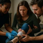 醫護人員在急診室處理蛇咬傷患者傷口