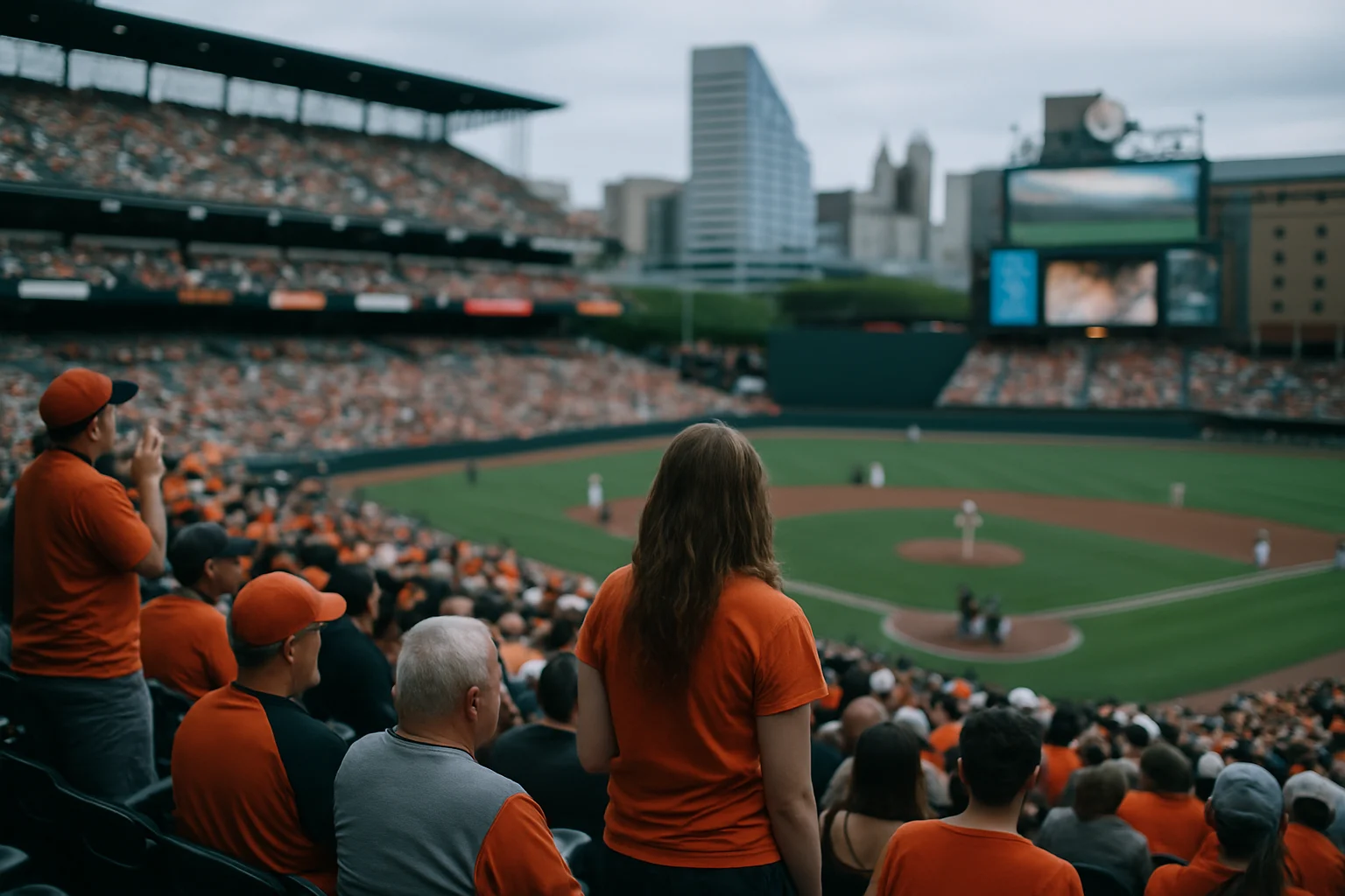 Camden Yards stadium packed with Orioles fans during a crucial late-season game