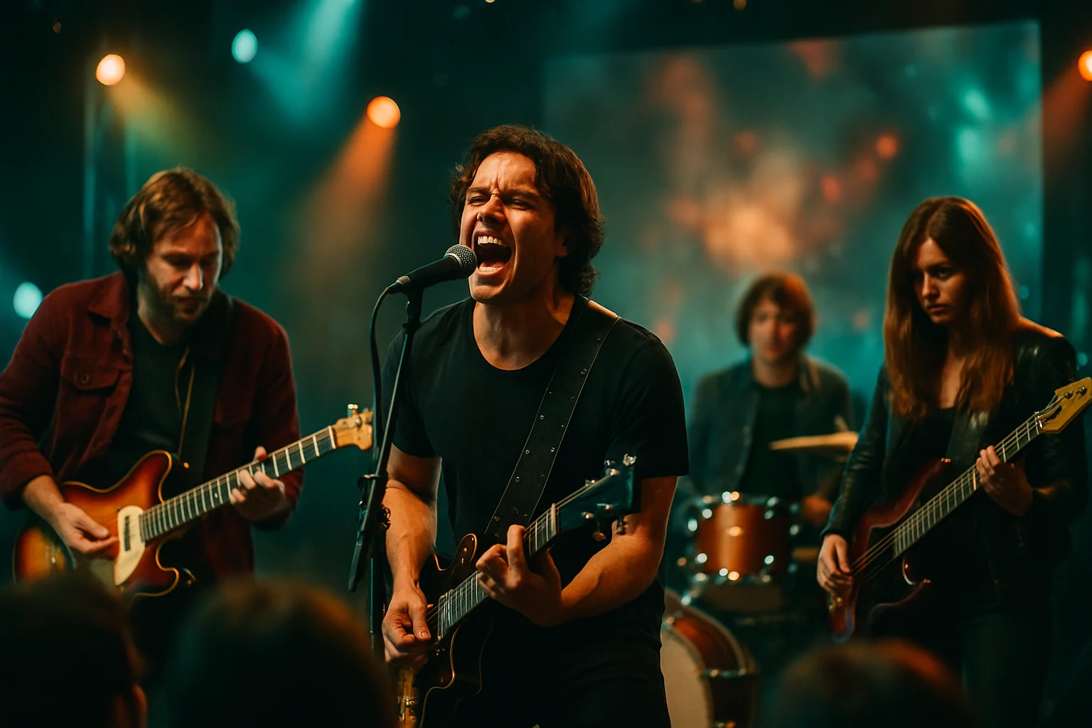 ユニゾンスクエアガーデン斎藤宏介・田淵智也・鈴木貴雄の3人によるスリーピースロックバンドのライブシーン