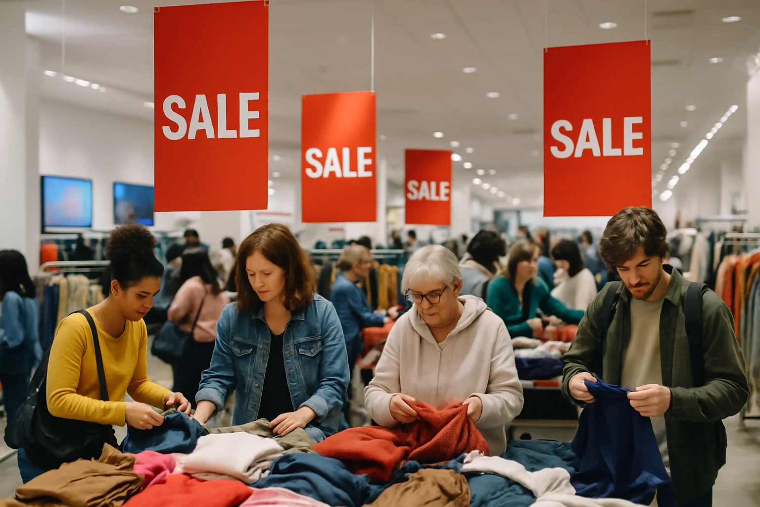 康達盛通門市內的商品降價清倉活動現場