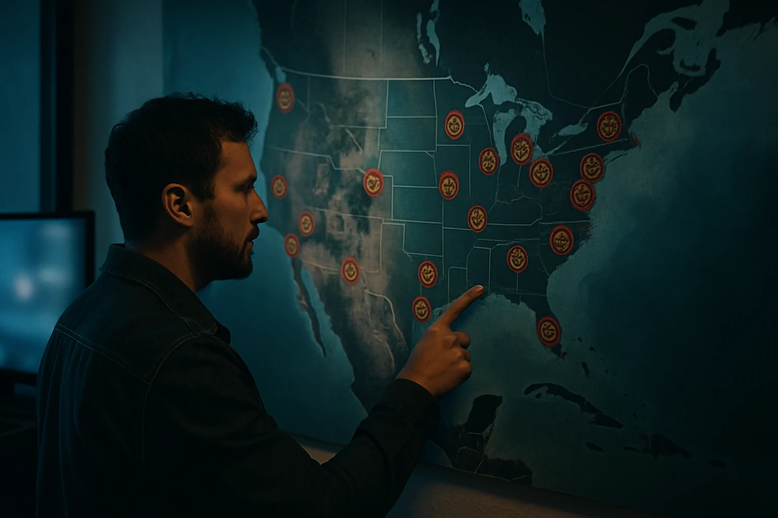 Bản đồ 16 thành phố đăng cai FIFA World Cup 2026 tại Mỹ, Canada và Mexico trải dài từ Vancouver đến Miami