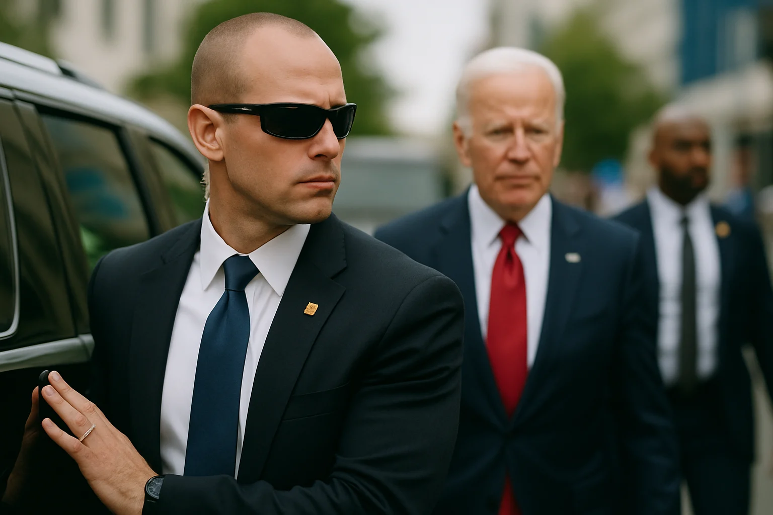 特勤局特工在高规格政治活动现场执行安保任务的工作场景