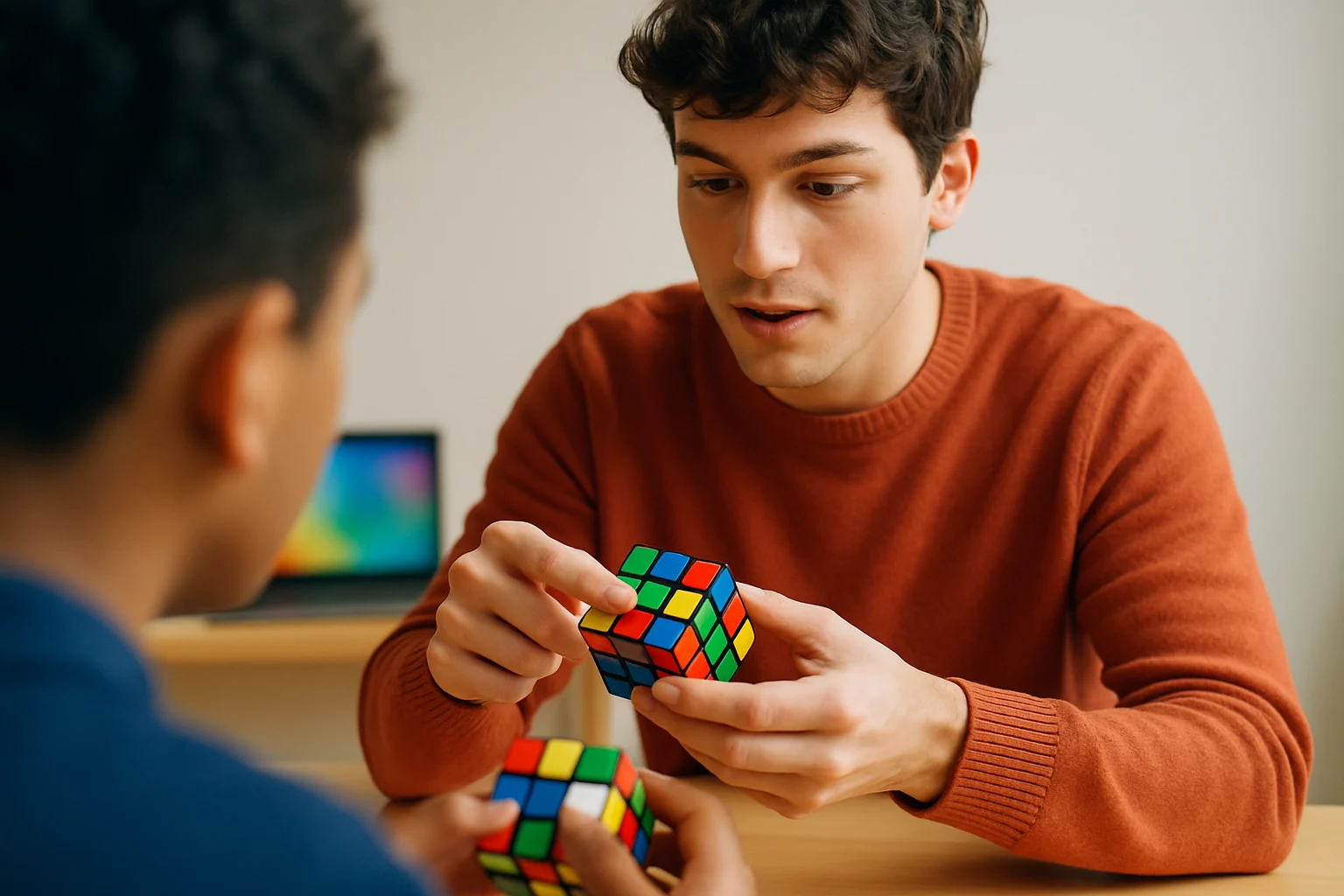 新手手持3x3魔術方塊準備學習還原解法