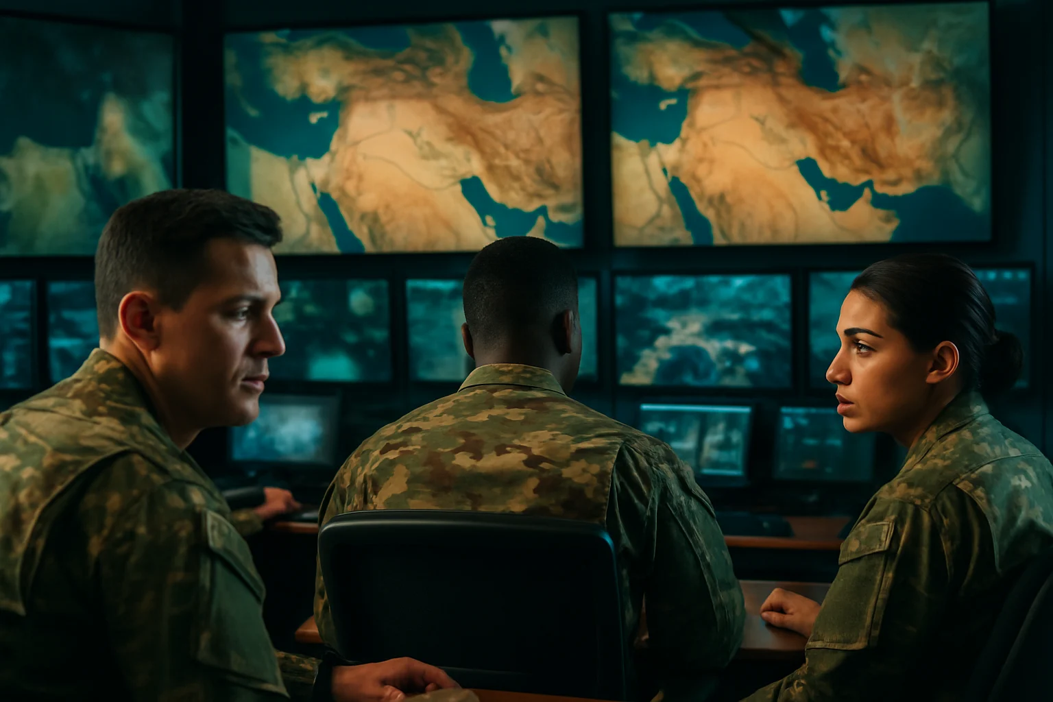 衛星監控中心工作人員監測中東地區停火執行情況