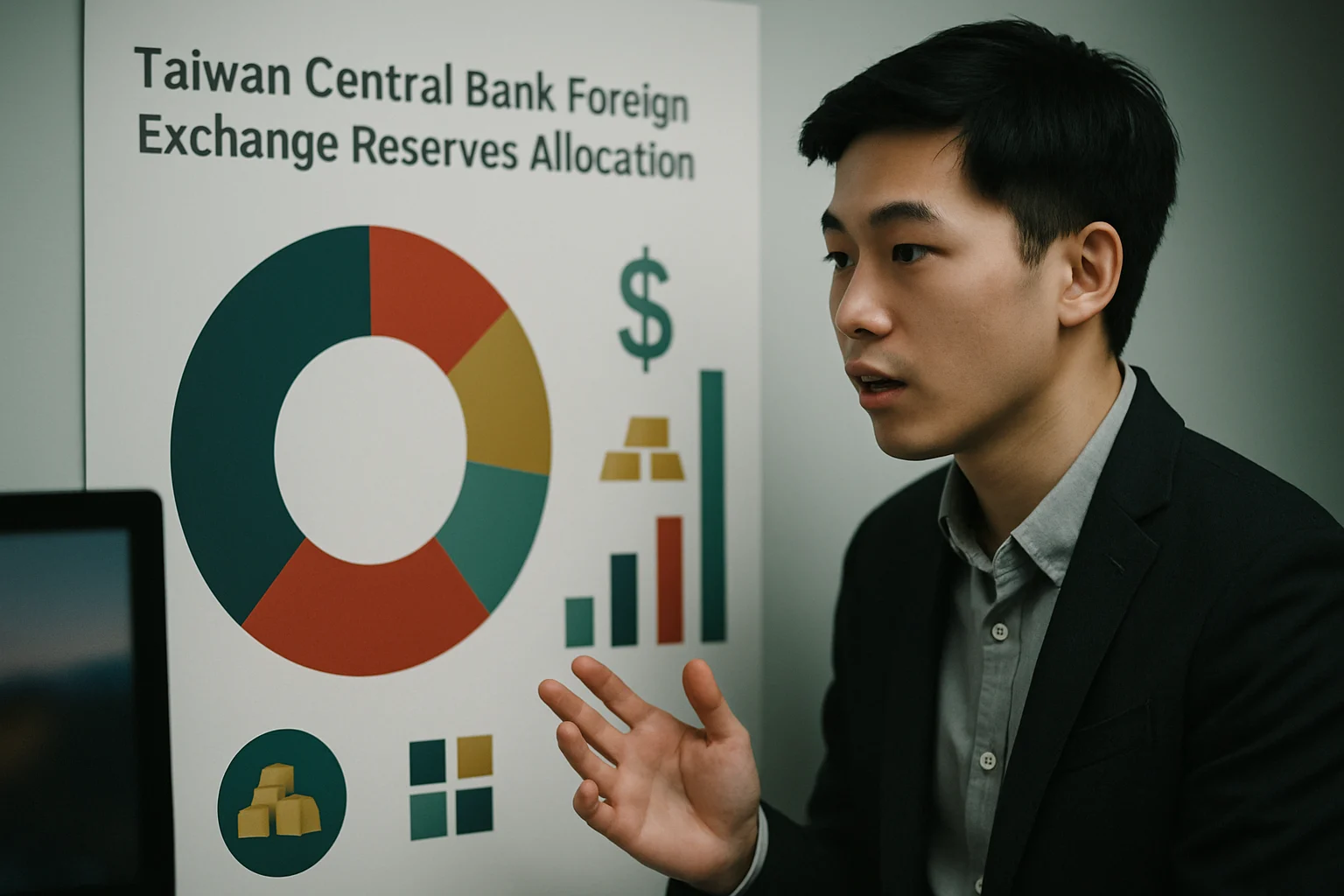 台灣央行外匯儲備配置結構圖，展示多元化資產配置策略