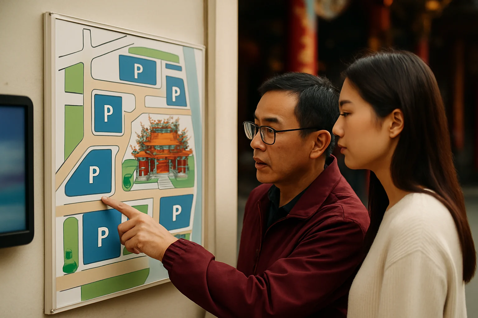 大甲鎮瀾宮周邊交通地圖與停車場位置示意圖