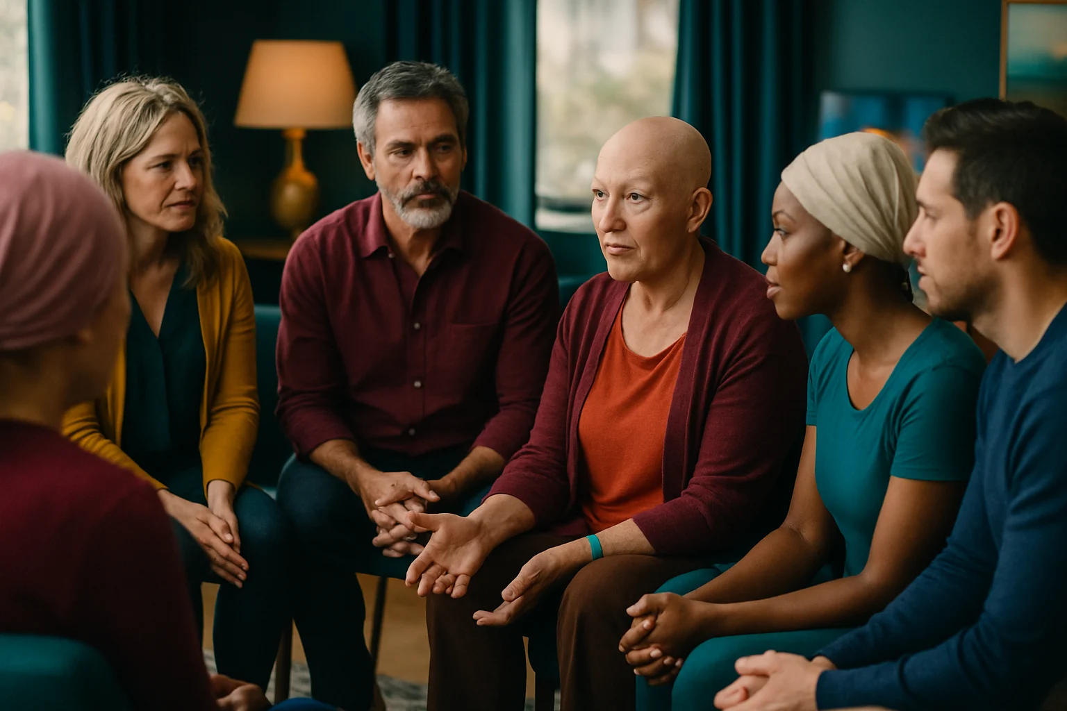 肺癌患者支持小组线下活动温馨场景