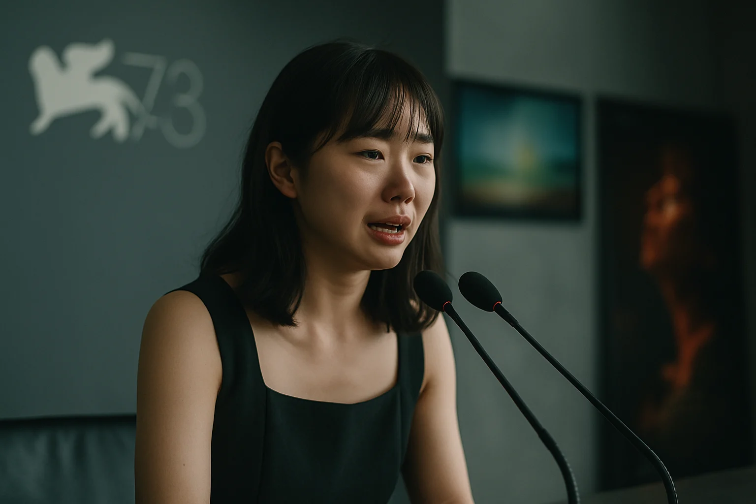 河合優実がベネチア映画祭アンバサダー宣言を行う記者会見の様子