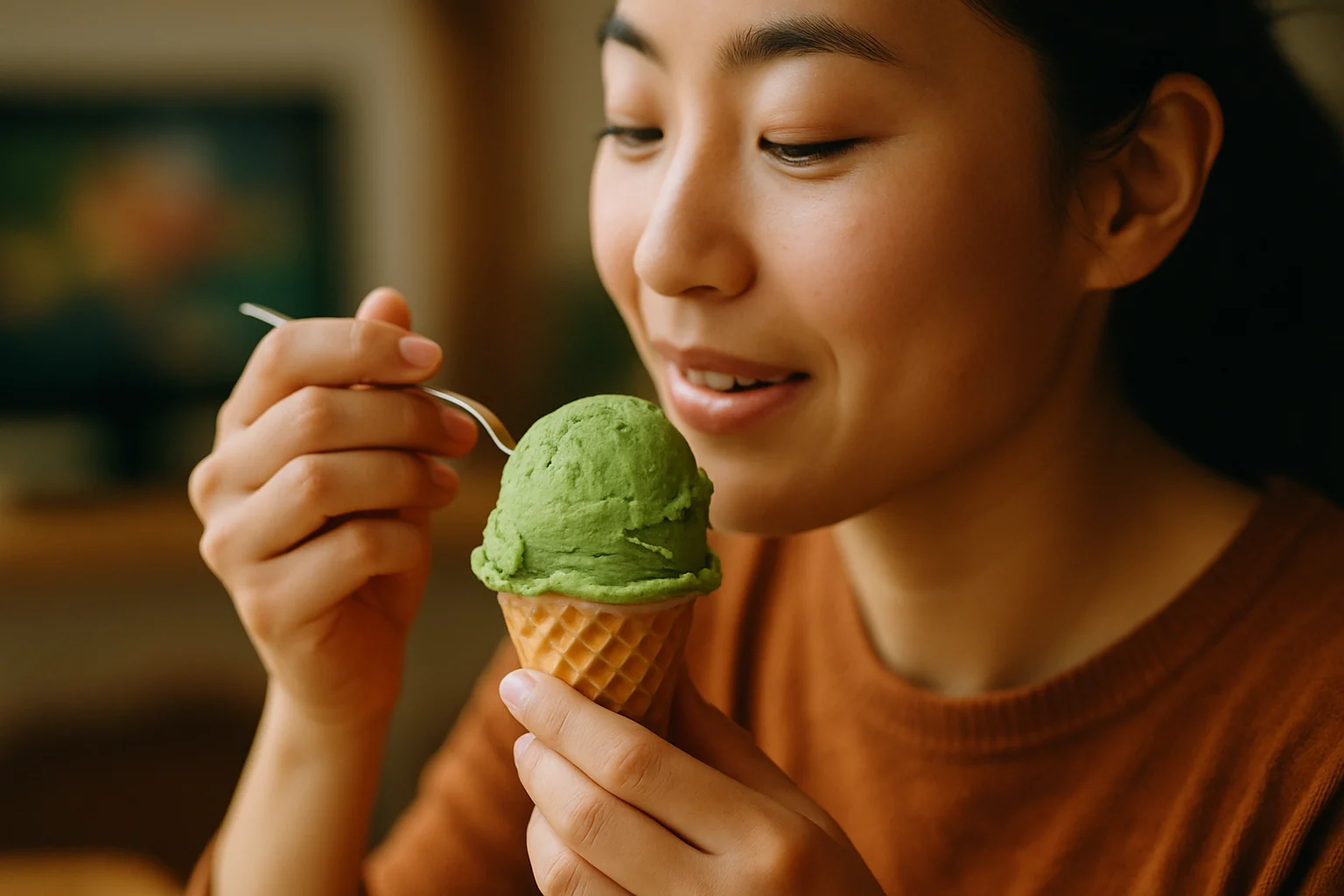 哈根達斯抹茶冰淇淋特寫顯示濃郁綠色與細膩質地