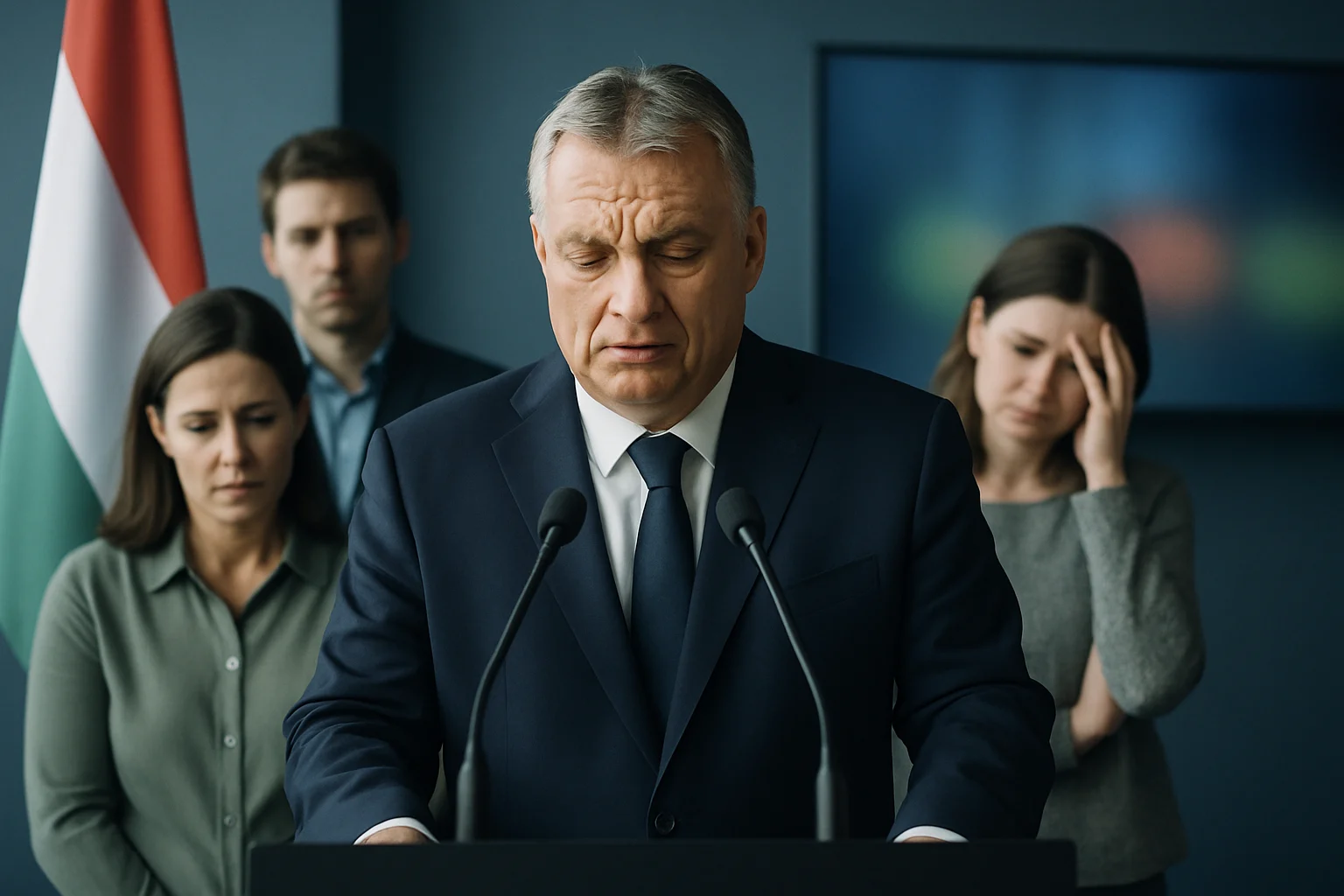 欧尔班在败选后的首次公开露面