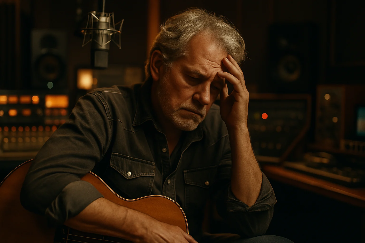 Billy Ray Cyrus performing on stage with guitar at recent concert venue