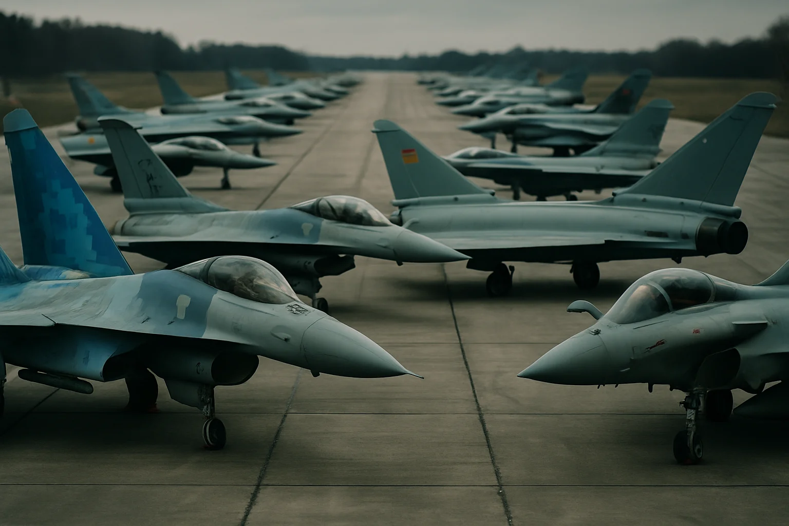多國戰機在烏克蘭空軍基地並排停放的壯觀場面