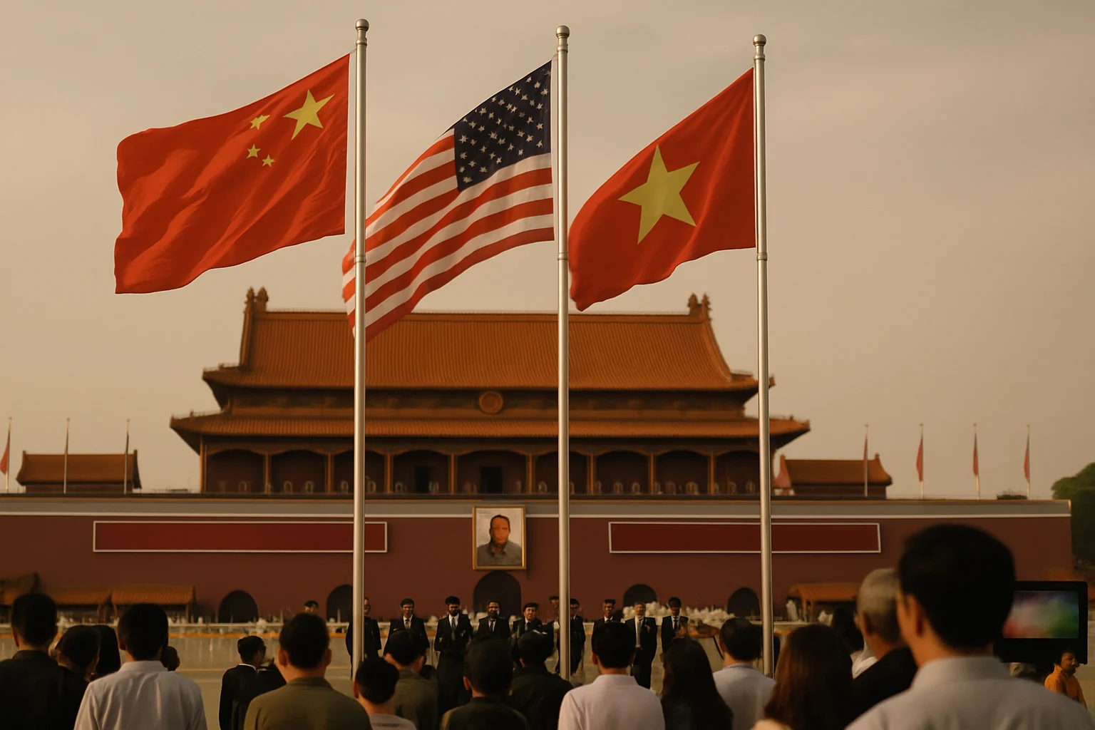 天安门广场历史上不同时期的国旗悬挂对比图