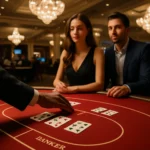 澳門賭場百家樂牌桌莊閒對決場景