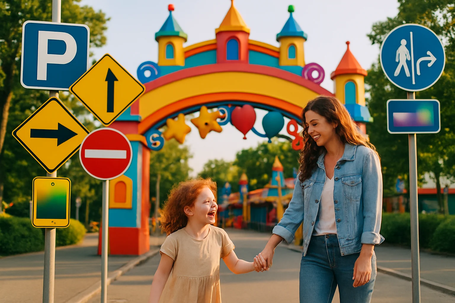兒童新樂園入口處與周邊交通指引標示