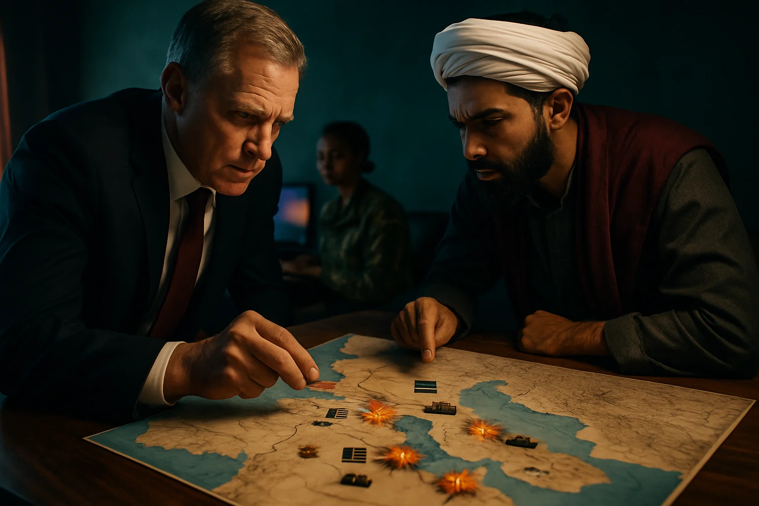 मध्य पूर्व का नक्शा दिखाते हुए अमेरिका-ईरान युद्ध के प्रभावित क्षेत्र