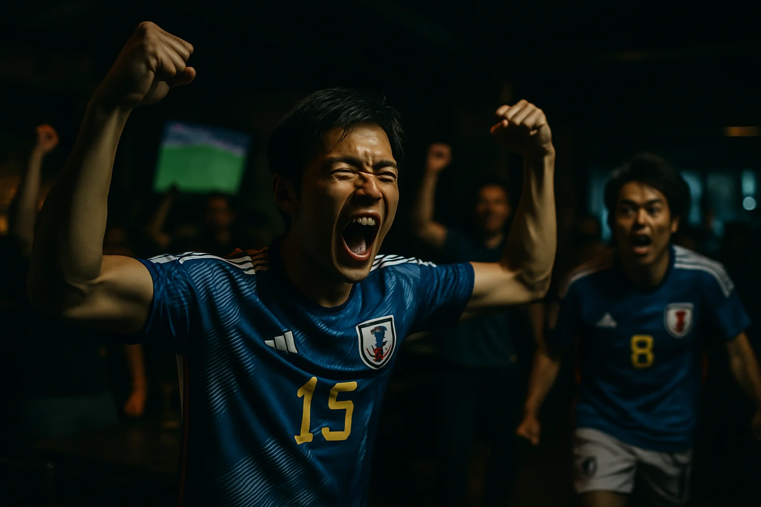 Cầu thủ Nhật Bản ăn mừng sau chiến thắng trước Đức tại World Cup Qatar 2022 - hình ảnh lịch sử