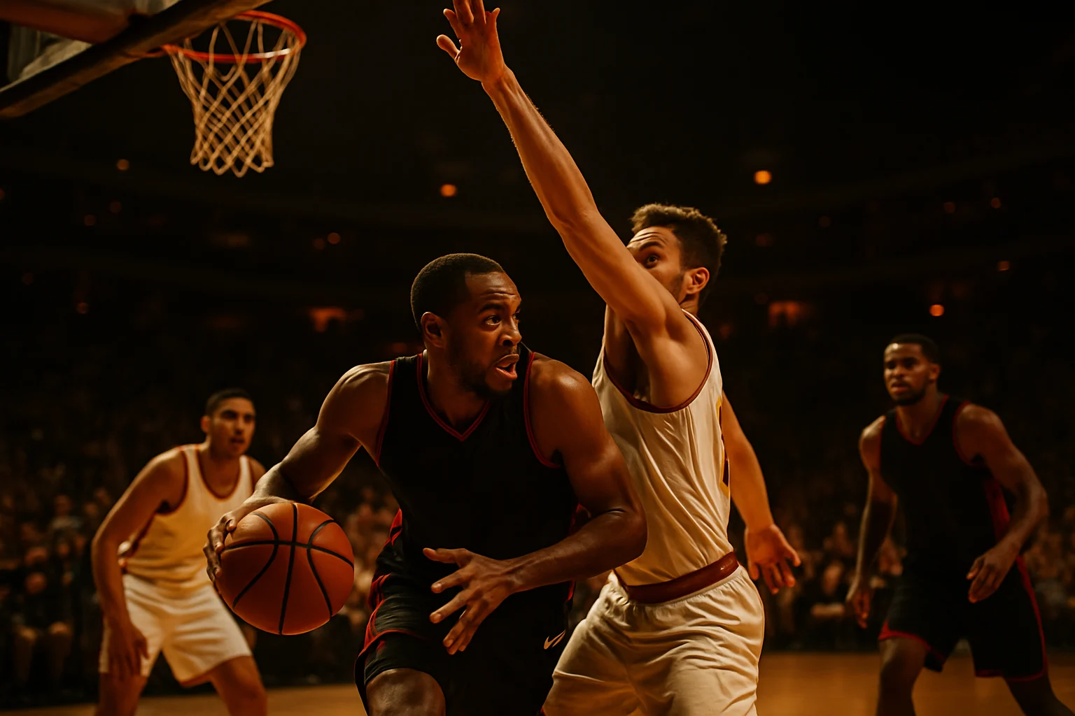 NBA季後賽中塞爾蒂克隊員在板凳區激動地討論戰術