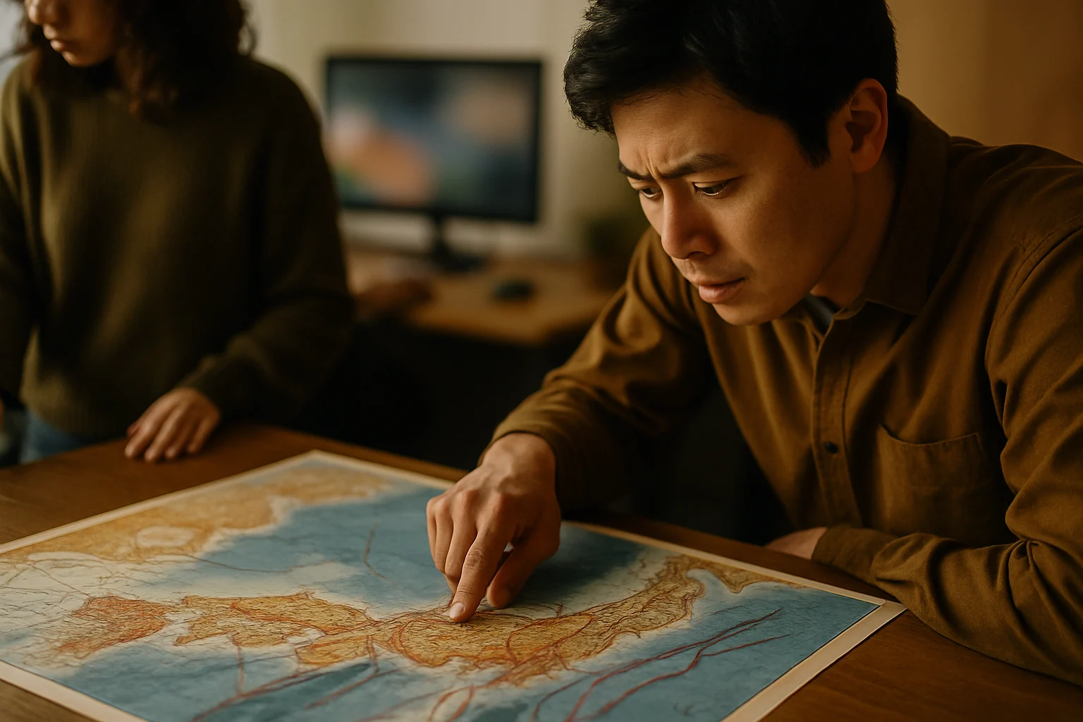 三陸沖30年間の地震空白域マップと累積ひずみの分布図、M8想定震源域を示す