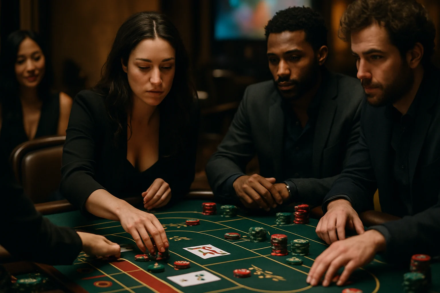 百家樂桌面顯示閒莊和三種下注區域與賠率說明