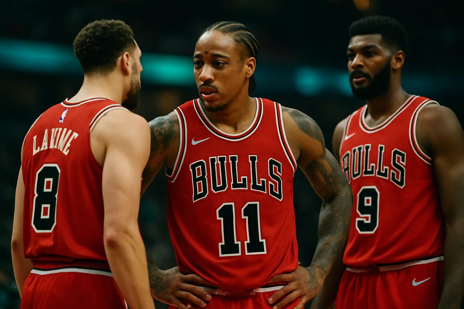 芝加哥公牛隊在聯合中心球館比賽，球員們在場上奮力拼搏