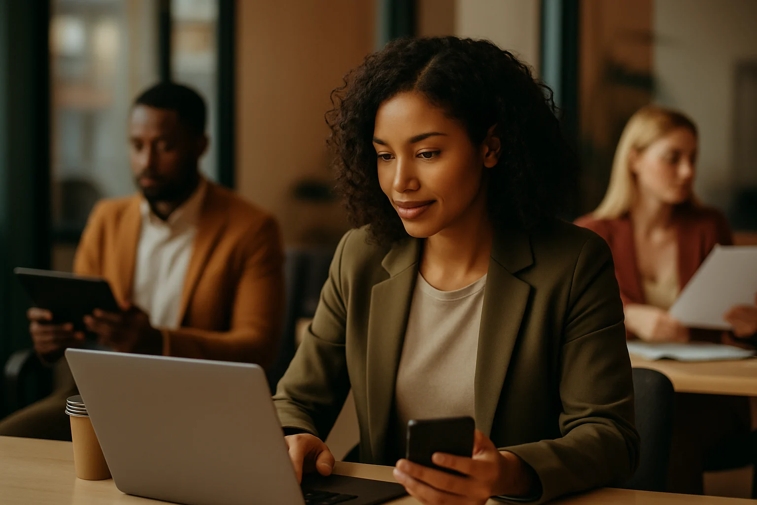 日本の都市で酷暑日にアスファルトから立ち上る熱気と蜃気楼のイメージ。人々が日傘をさして歩いている様子。