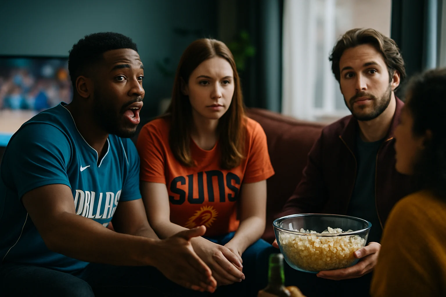Dallas Mavericks players warming up before Phoenix Suns game at PHX Arena with crowd in background