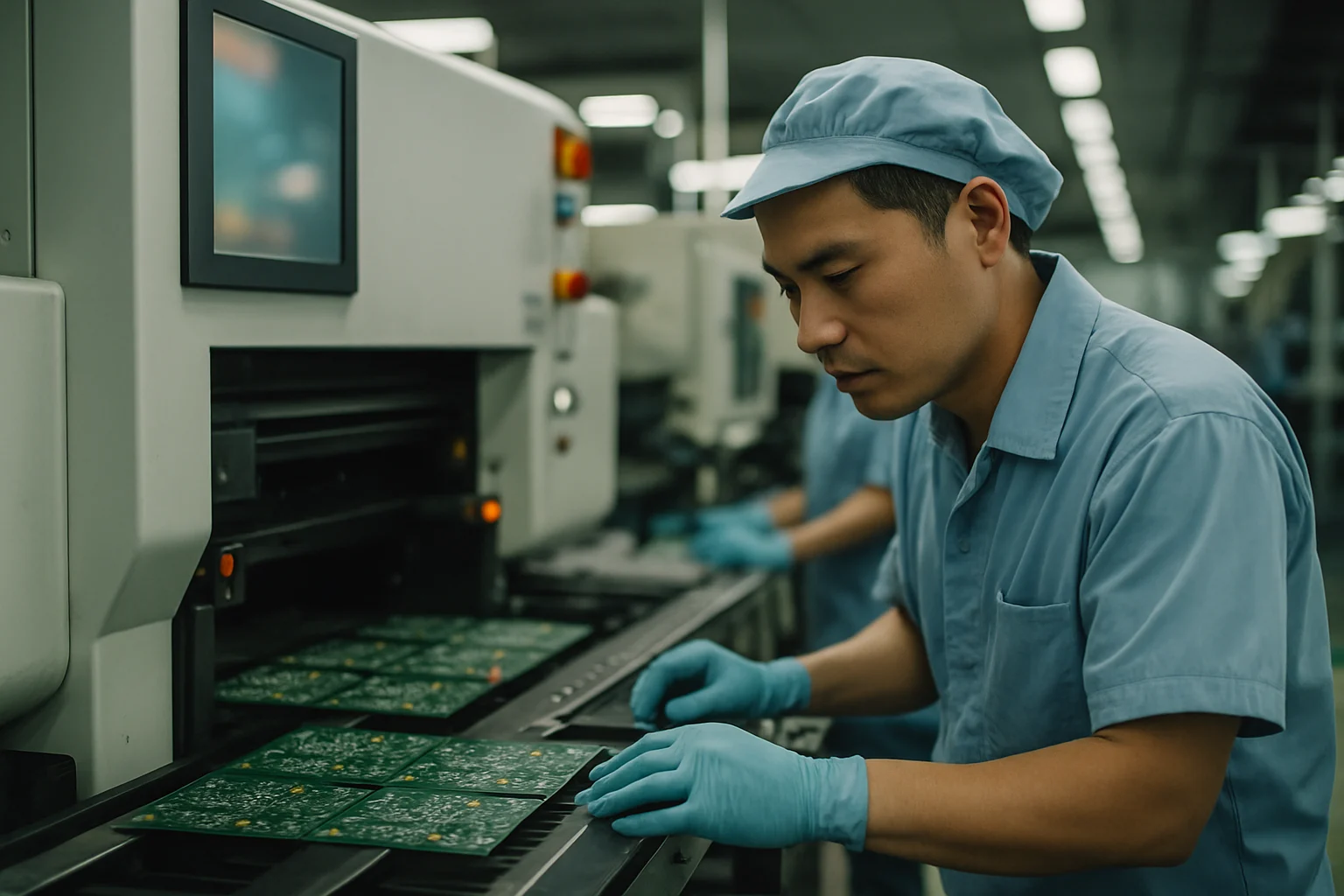 南電IC載板工廠生產線,展示ABF高階載板製造過程與精密電路布線