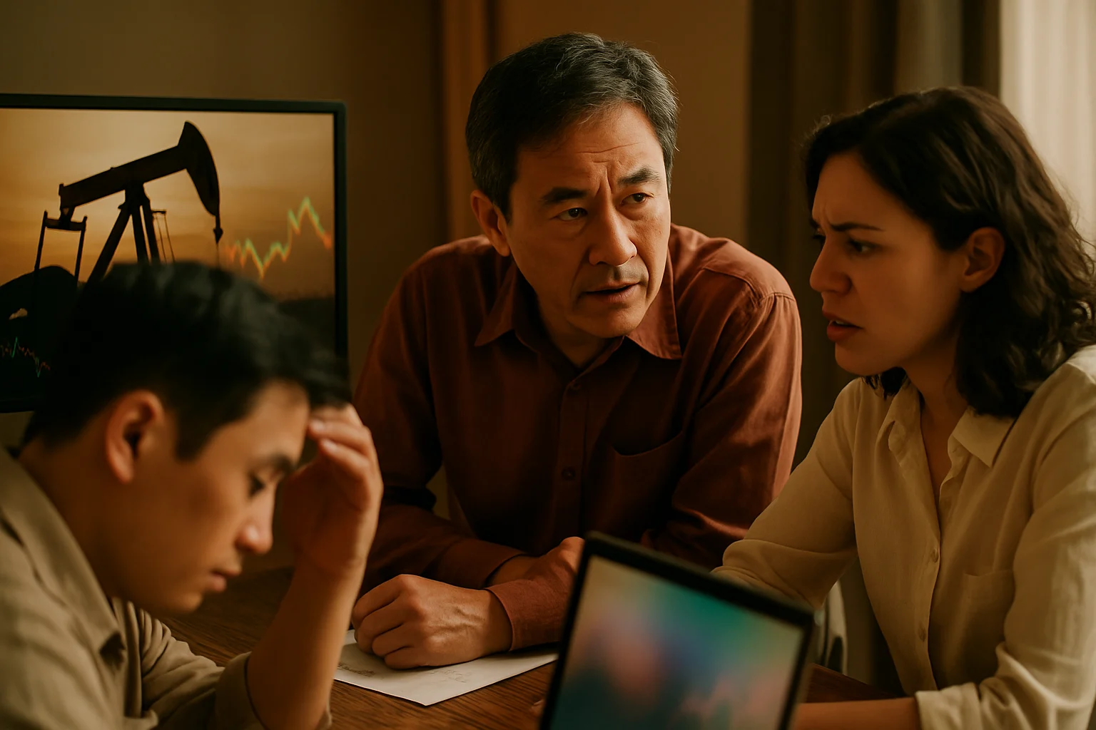 Bảng giá dầu thô WTI và Brent trên màn hình giao dịch điện tử tháng 4 năm 2026 cho thấy hai đường biểu đồ đi ngược chiều nhau