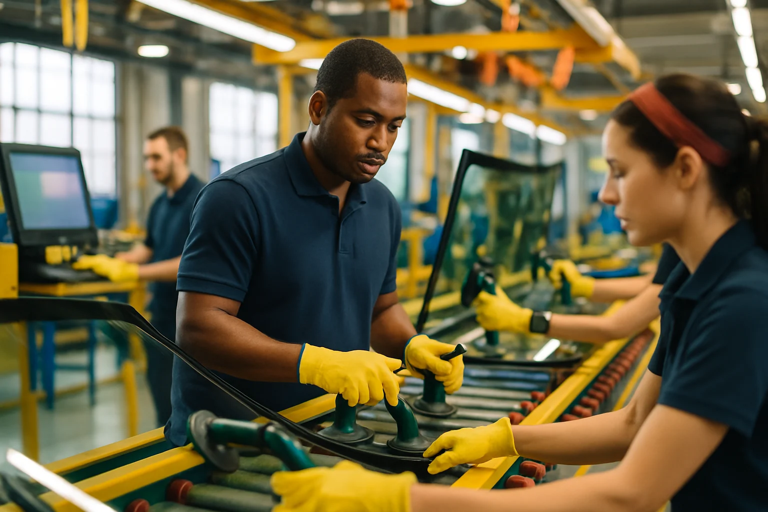 福耀玻璃美国俄亥俄州工厂汽车玻璃生产制造流水线