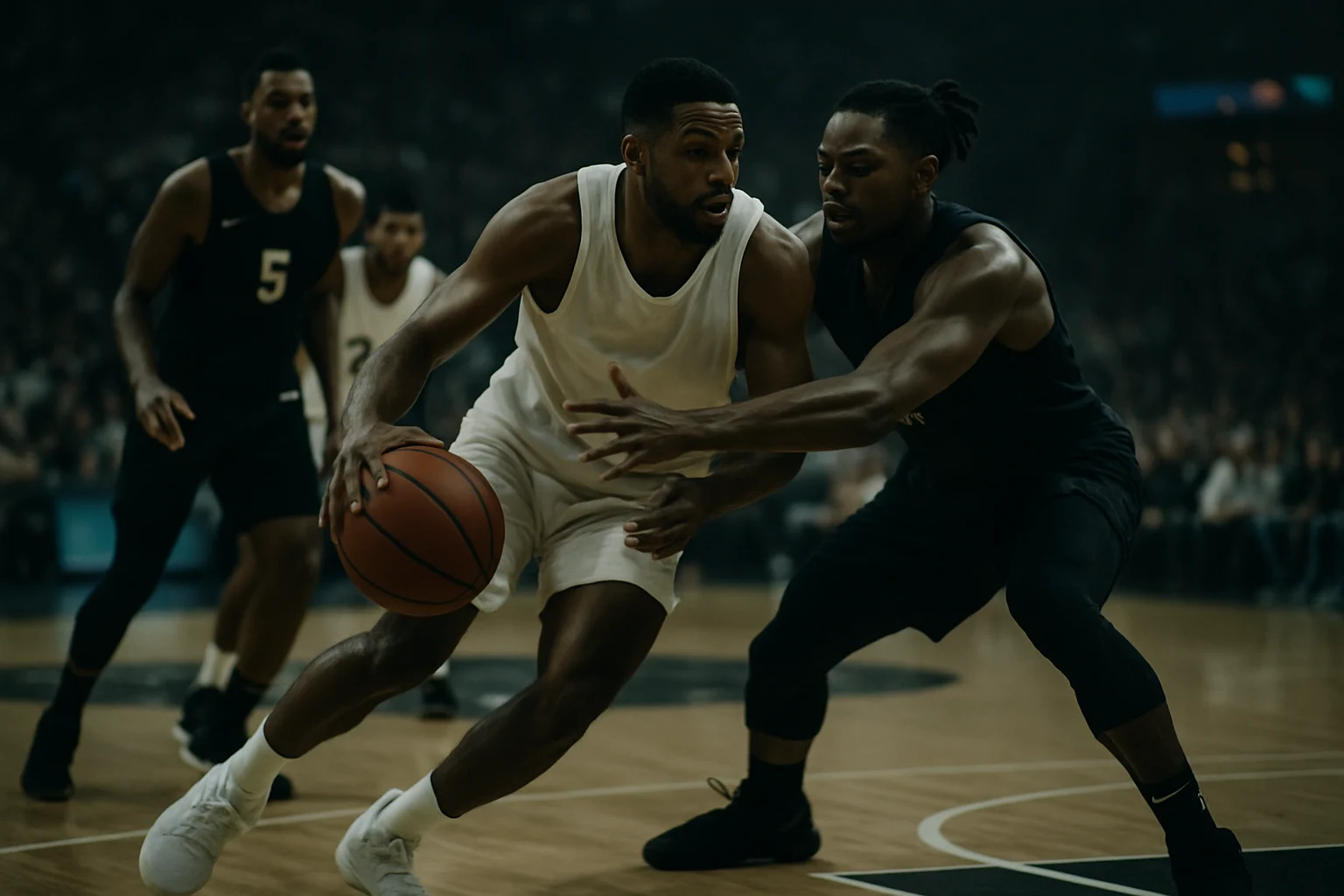 NBA年度最佳防守球員DPOY獎盃特寫,背景為球場燈光