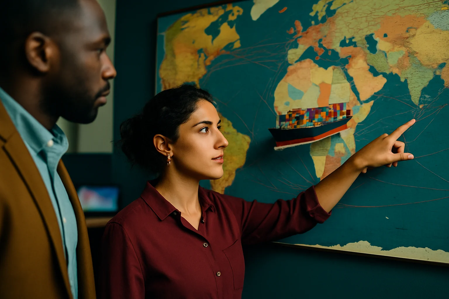 長榮海運貨櫃船隊全球航線示意圖與200萬TEU運能里程碑