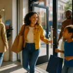 寶雅門市員工在櫃台處理顧客詢問的場景